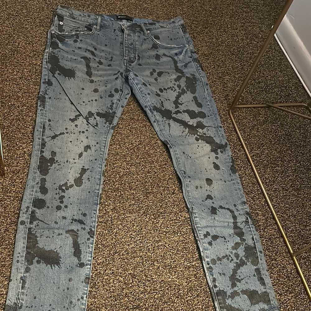 Stylish Men's Blue Splatter Skinny Jeans